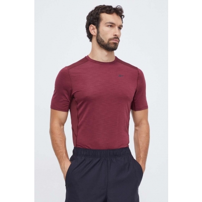 Reebok tricou de antrenament culoarea bordo, neted
