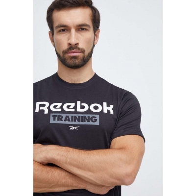 Reebok tricou de antrenament culoarea negru, cu imprimeu