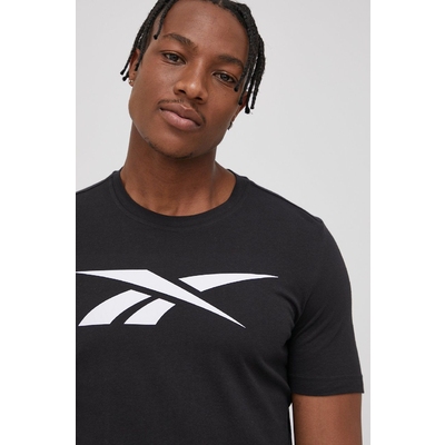 Reebok tricou din bumbac culoarea negru, cu imprimeu