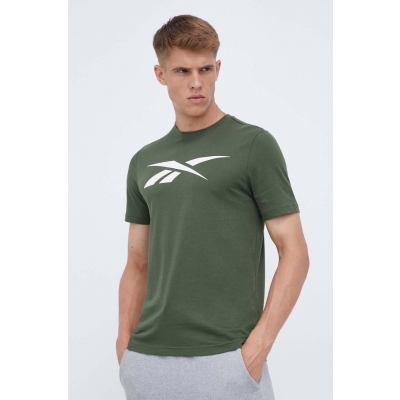 Reebok tricou din bumbac culoarea verde, cu imprimeu