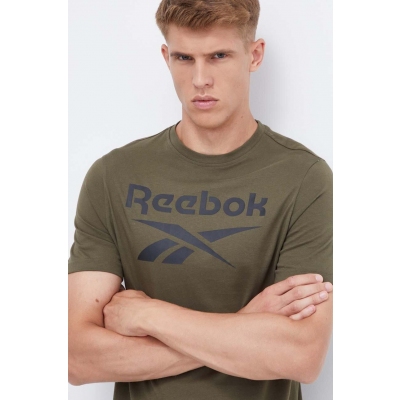 Reebok tricou din bumbac culoarea verde, cu imprimeu