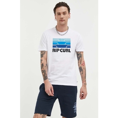 Rip Curl tricou din bumbac culoarea alb, cu imprimeu