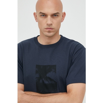 Rip Curl tricou din bumbac culoarea albastru marin, cu imprimeu