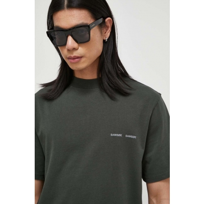 Samsoe Samsoe tricou din bumbac barbati, culoarea verde, cu imprimeu