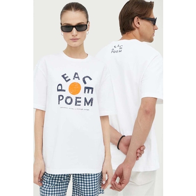 Samsoe Samsoe tricou din bumbac culoarea alb, cu imprimeu