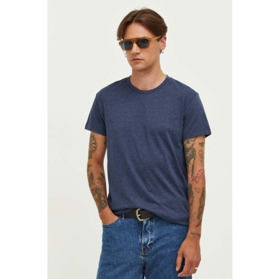 Samsoe Samsoe tricou din bumbac culoarea albastru marin, neted