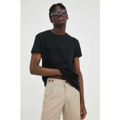 Samsoe Samsoe tricou din bumbac culoarea negru, neted