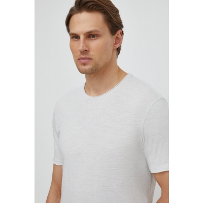 Sisley tricou din bumbac barbati, culoarea gri, neted
