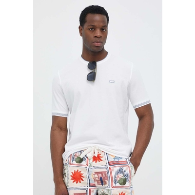 Sisley tricou din bumbac culoarea alb, cu imprimeu