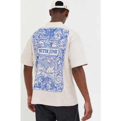 Sixth June tricou barbati, culoarea bej, cu imprimeu