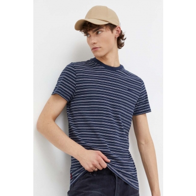 Superdry tricou din bumbac barbati, culoarea albastru marin, modelator