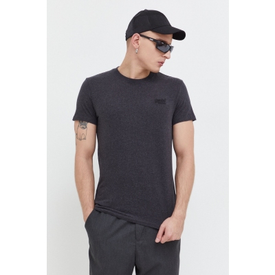 Superdry tricou din bumbac barbati, culoarea gri, neted