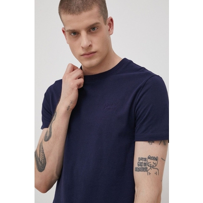 Superdry Tricou din bumbac culoarea albastru marin, material neted