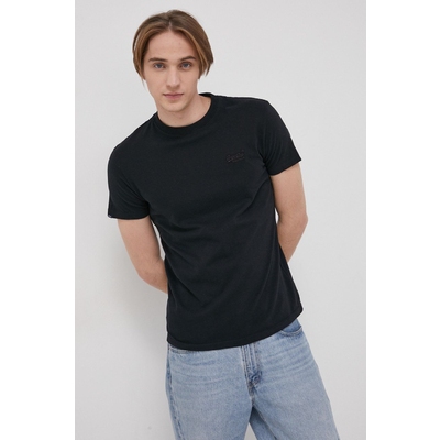 Superdry Tricou din bumbac culoarea negru, material neted