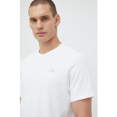 The North Face tricou din bumbac culoarea alb, neted