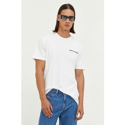 Tommy Jeans tricou din bumbac culoarea alb, cu imprimeu