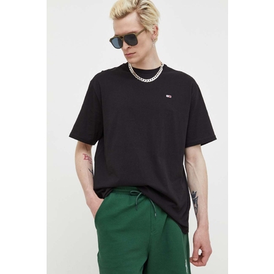 Tommy Jeans tricou din bumbac culoarea negru, neted
