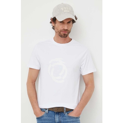 Trussardi tricou barbati, culoarea alb, cu imprimeu