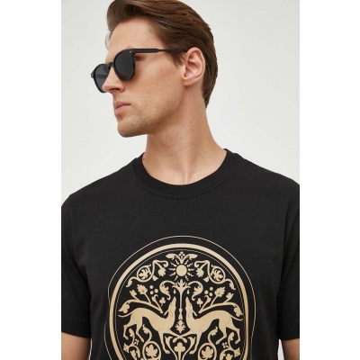 Trussardi tricou din bumbac barbati, culoarea negru, cu imprimeu