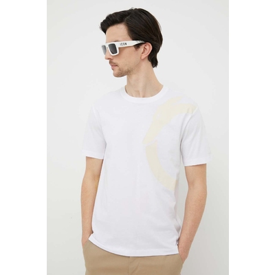 Trussardi tricou din bumbac culoarea alb, cu imprimeu