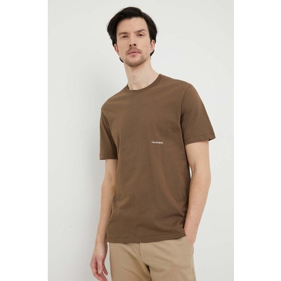 Trussardi tricou din bumbac culoarea verde, neted