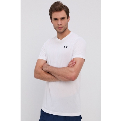 Under Armour Tricou 1361131 bÄƒrbaÈ›i, culoarea alb, cu imprimeu