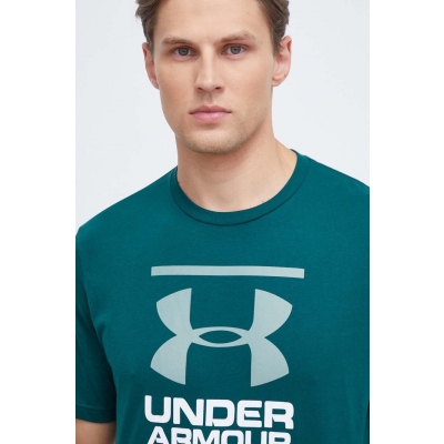 Under Armour tricou funcÈ›ional culoarea verde, cu imprimeu