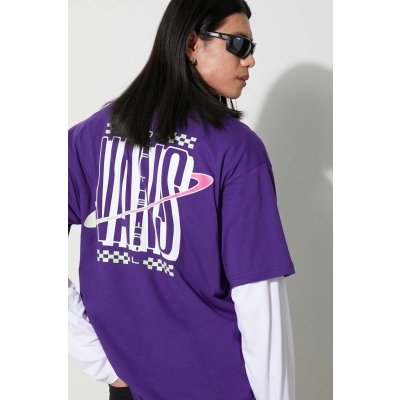 Vans tricou din bumbac barbati, culoarea violet, cu imprimeu
