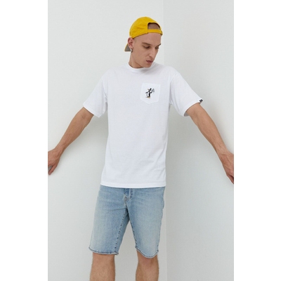 Vans tricou din bumbac culoarea alb, neted