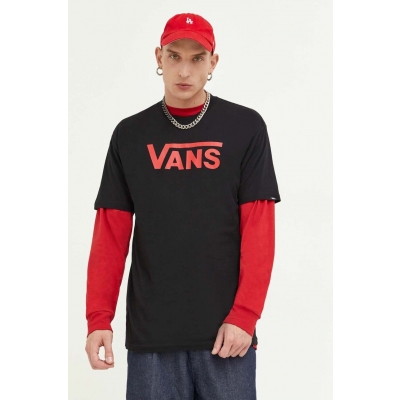 Vans tricou din bumbac culoarea negru, cu imprimeu