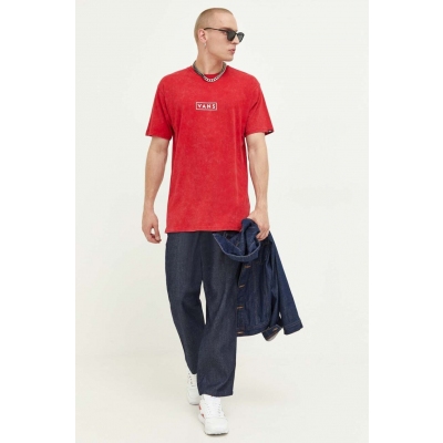 Vans tricou din bumbac culoarea rosu, cu imprimeu