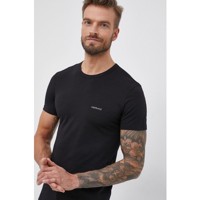 Versace Tricou (2-pack) bÄƒrbaÈ›i, culoarea negru, material neted