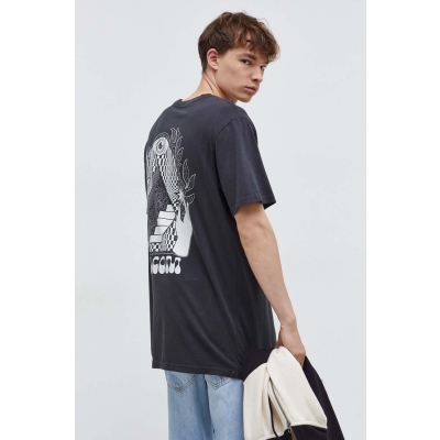 Volcom tricou din bumbac barbati, culoarea gri, cu imprimeu