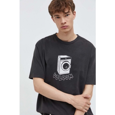 Volcom tricou din bumbac barbati, culoarea gri, cu imprimeu