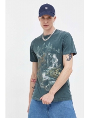 Abercrombie & Fitch tricou din bumbac barbati, culoarea verde, cu imprimeu