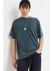 Abercrombie & Fitch tricou din bumbac barbati, culoarea verde, neted