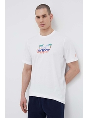 adidas tricou din bumbac culoarea alb, cu imprimeu