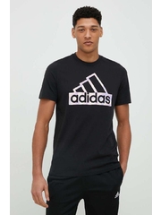 adidas tricou din bumbac culoarea negru, cu imprimeu