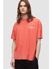 AllSaints tricou din bumbac culoarea rosu, cu imprimeu