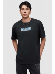 AllSaints tricou din bumbac Quasar barbati, culoarea negru, cu imprimeu