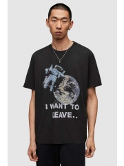 AllSaints tricou din bumbac Transcend barbati, culoarea negru, cu imprimeu