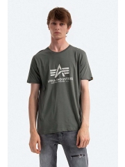 Alpha Industries tricou din bumbac Basic T-Shirt culoarea verde, cu imprimeu 100501.432-green