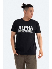 Alpha Industries tricou din bumbac Camo culoarea negru, cu imprimeu 156513.595-black