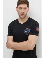 Alpha Industries tricou din bumbac Space Shuttle T culoarea negru, cu imprimeu 176507.556