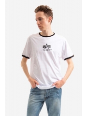 Alpha Industries tricou din bumbac Tee Contrast culoarea alb, cu imprimeu 106501.09-white
