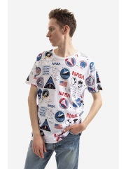 Alpha Industries tricou din bumbac x NASA culoarea alb, modelator 116503.09-white