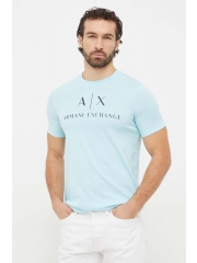 Armani Exchange tricou barbati, culoarea gri, cu imprimeu