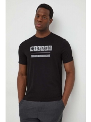 Armani Exchange tricou din bumbac barbati, culoarea negru, cu imprimeu