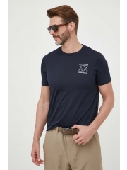 Armani Exchange tricou din bumbac culoarea albastru marin, cu imprimeu