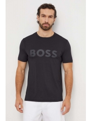 Boss Green tricou barbati, culoarea negru, cu imprimeu